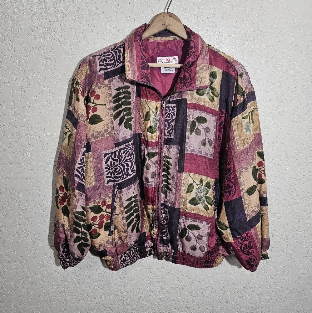 Vintage Stunt Sports Silk Floral Print Light Jacket